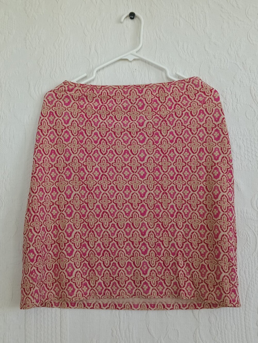 Ann Taylor Pink Damask Mini Skirt Seed Beaded Boho Sheer Light Slinky Cute Date - Picture 10 of 10